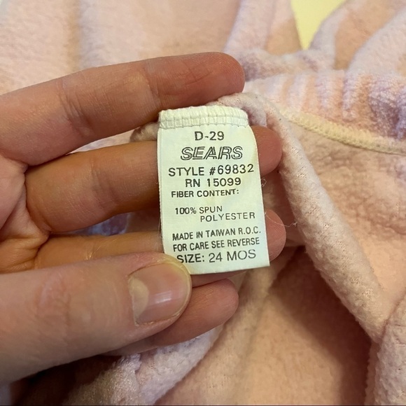 Vintage Sears Baby Girl 24 Months Pink Jogging Sweat Suit Outfit Elbow Patches - Picture 8 of 8
